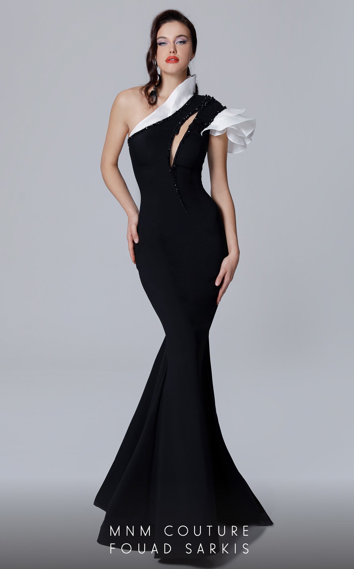 Nalia | One Shoulder Beaded Evening Gown | MNM Couture 2736