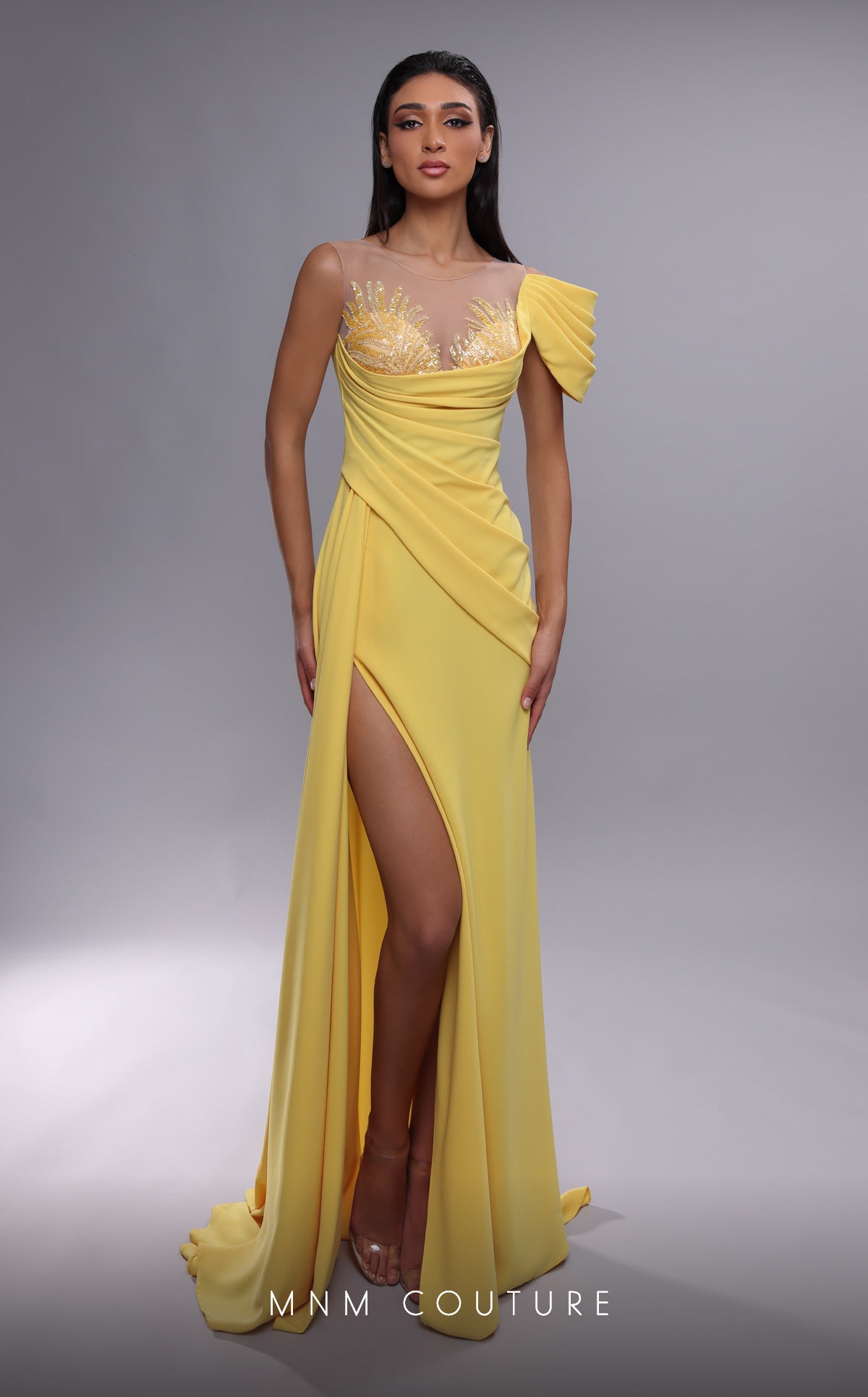 Angelis | One Shoulder Draped Evening Gown | MNM Couture K4085