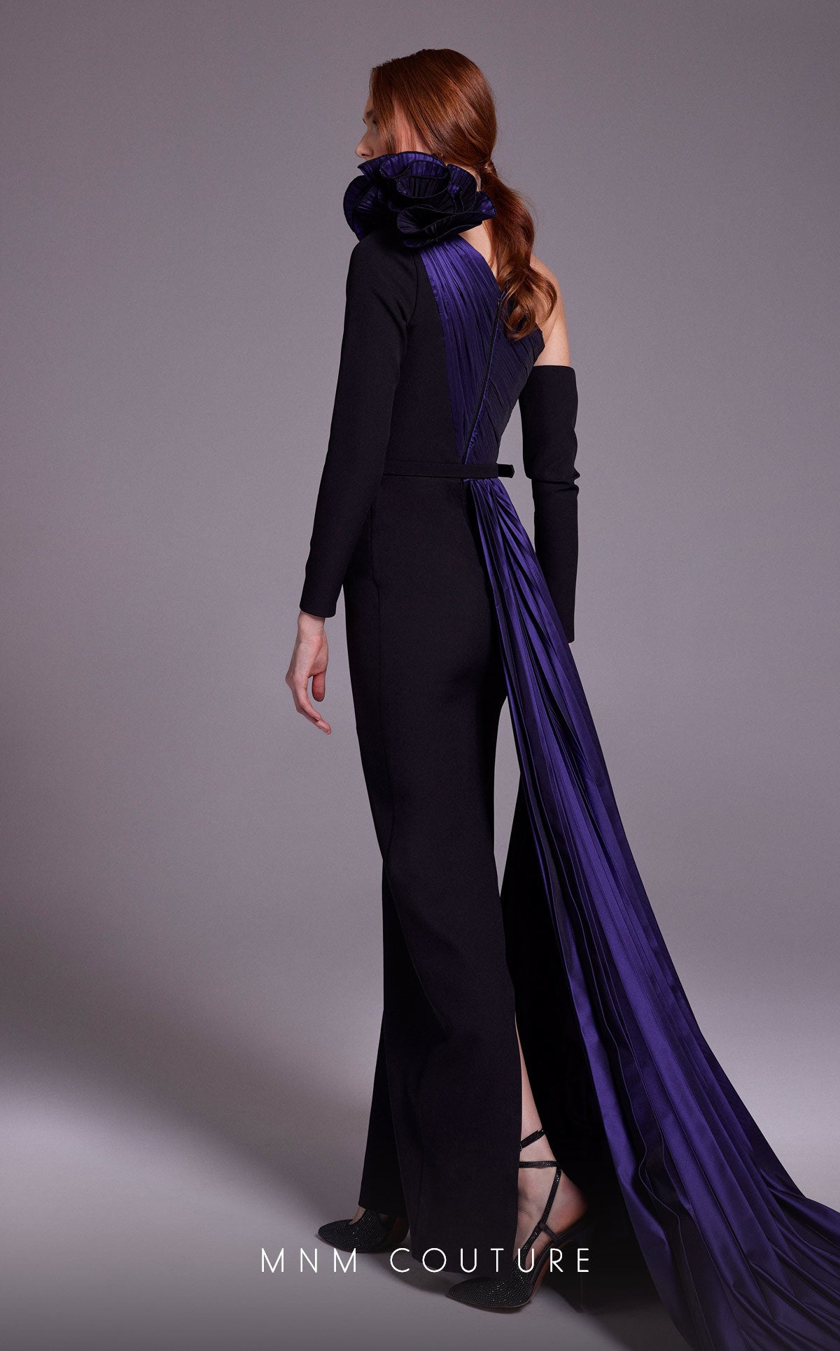 Sybil | Asymmetric Long Sleeve Gown | MNM Couture N0529